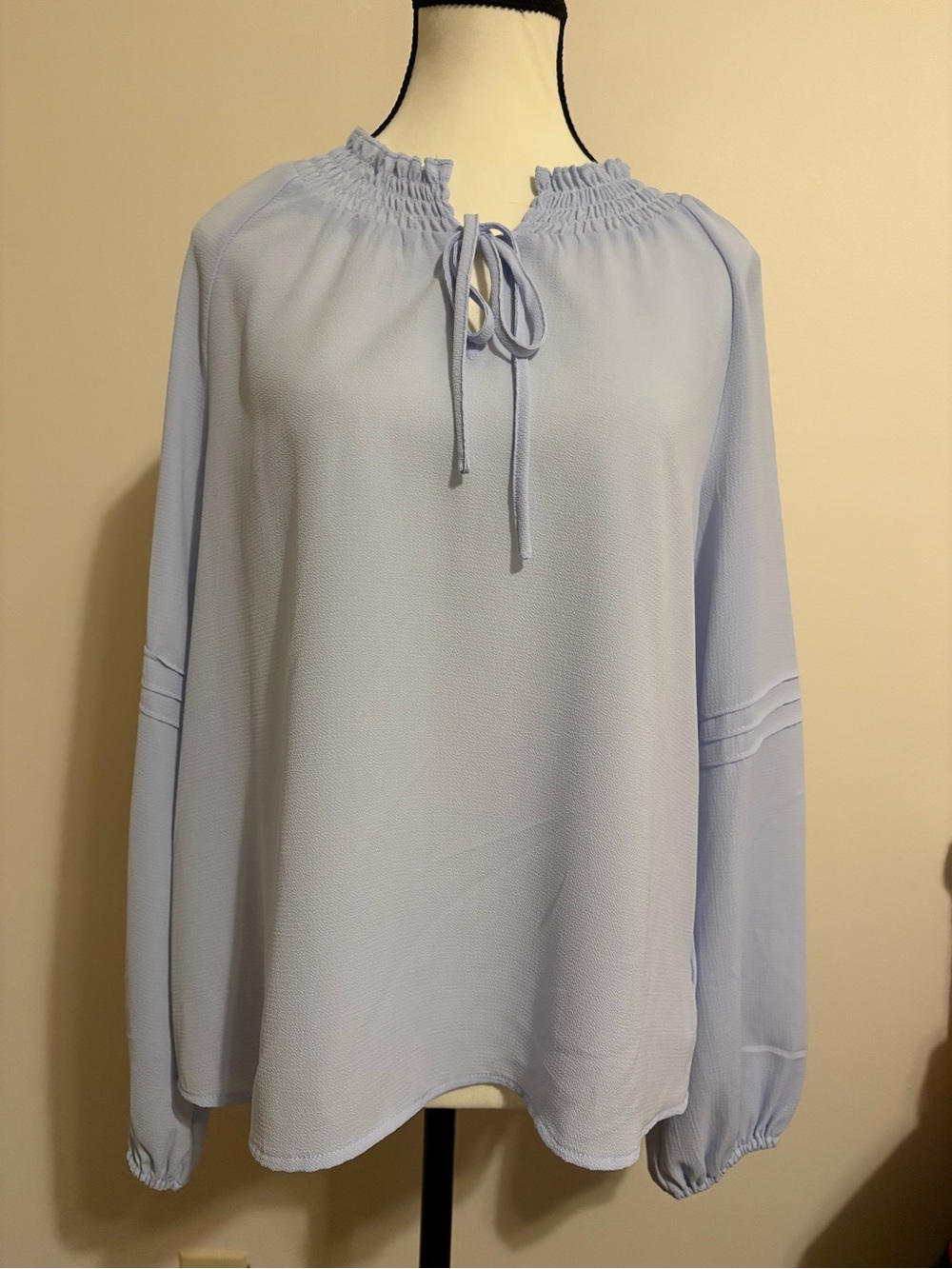 Tallie Peasant Top, light blue, size small, NWT